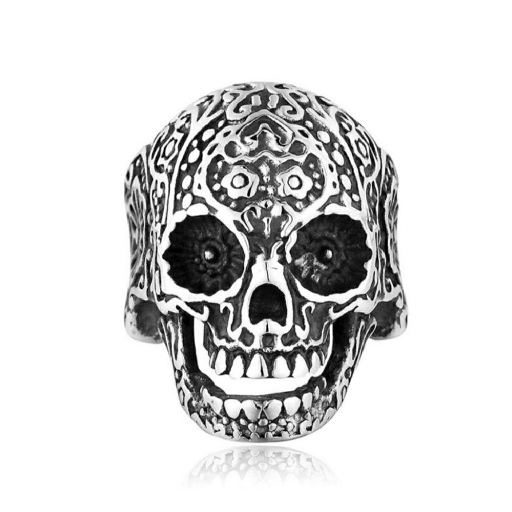 Brand New Silver Skull Head Ring Adjustable Size